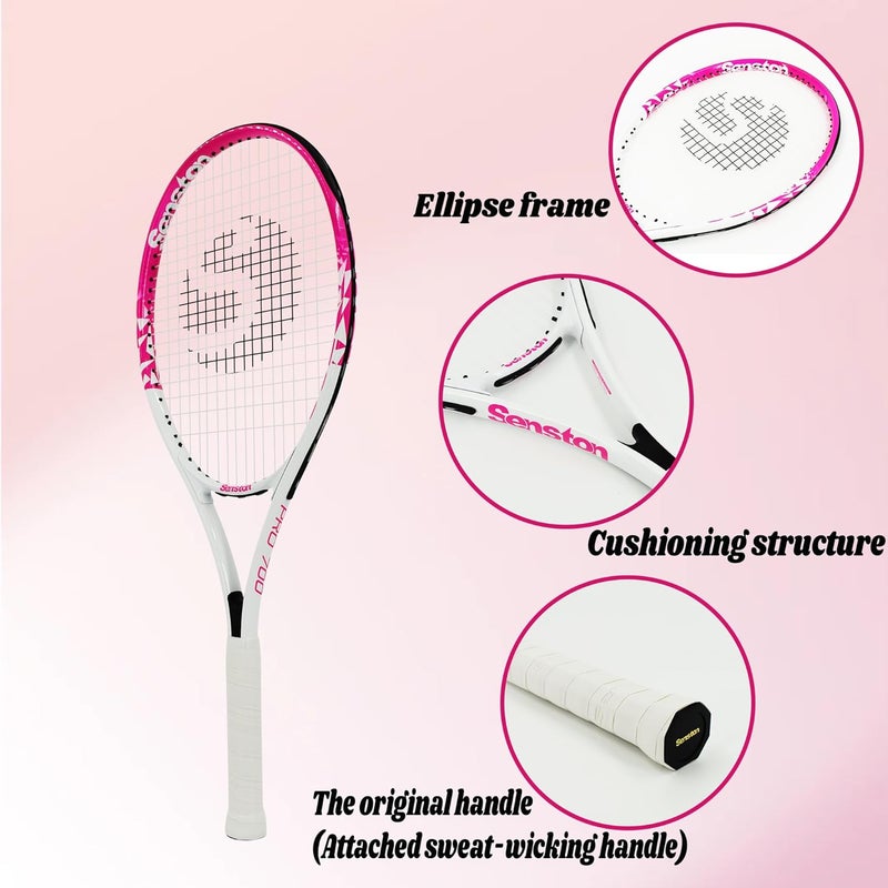 Senston Tennis Rackets for Adults 27 inch Tennis Racquets - 2 Player Tennis Racket Set with 3balls,2 Grips, 2 Vibration Dampers - Image 4